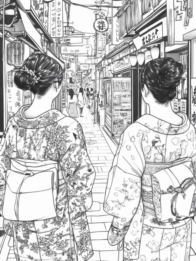 Urbanes Japan - Streetstyle Malbuch für Erwachsene – Bild 4