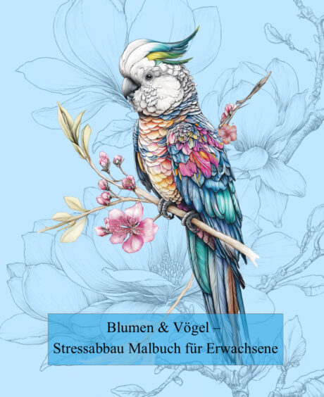 Blumen & Vögel – Stressabbau Malbuch für Erwachsene