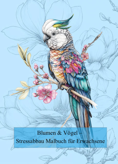 Blumen & Vögel – Stressabbau Malbuch für Erwachsene