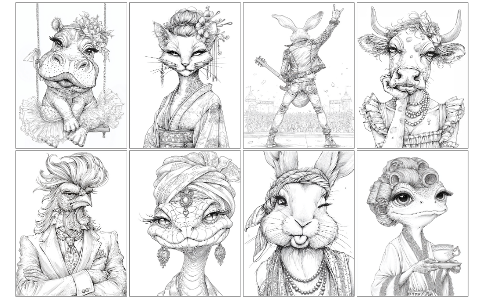 Verrückte Tiere – Ein witziges Malbuch für Erwachsene – Bild 3