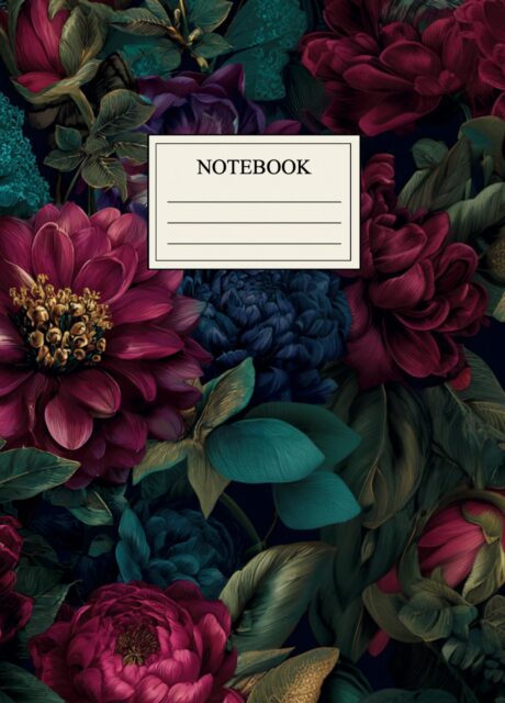 Notizbuch A5 Blumen Design – Dark Botanical Flower